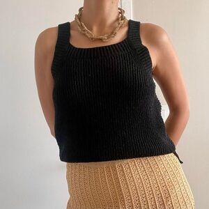 J Crew | Black ribbed knit cotton blend sleeveless scoop neck tank top | Size M